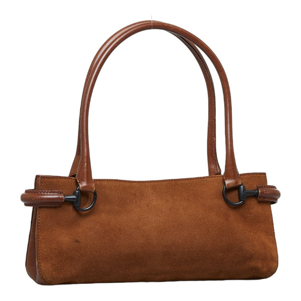 グッチ ホースビット ハンドバッグ ショルダーバッグ 101345 ブラウン レザー スエード レディース GUCCI 【中古】