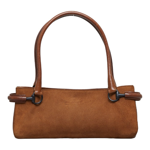 グッチ ホースビット ハンドバッグ ショルダーバッグ 101345 ブラウン レザー スエード レディース GUCCI 【中古】