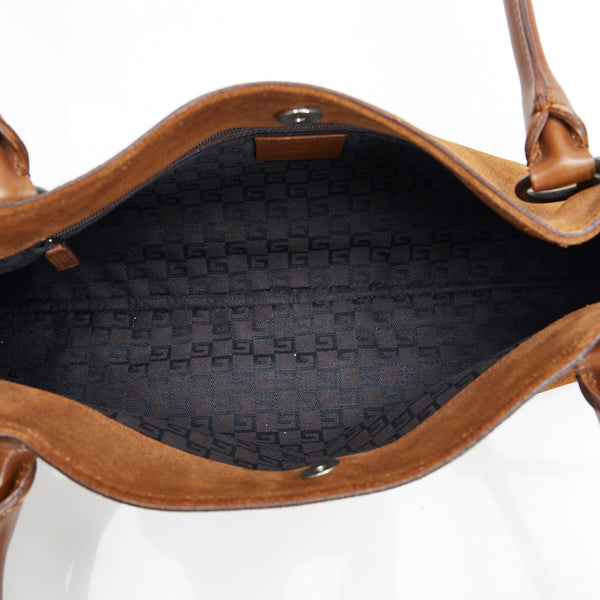 グッチ ホースビット ハンドバッグ ショルダーバッグ 101345 ブラウン レザー スエード レディース GUCCI 【中古】