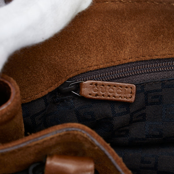 グッチ ホースビット ハンドバッグ ショルダーバッグ 101345 ブラウン レザー スエード レディース GUCCI 【中古】