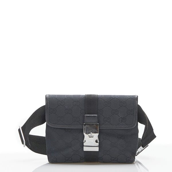 グッチ GGキャンバス ボディバッグ ウエストバッグ 131236 ブラック キャンバス レザー レディース GUCCI 【中古】