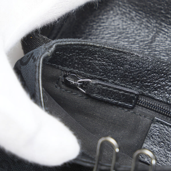 グッチ GGキャンバス ボディバッグ ウエストバッグ 131236 ブラック キャンバス レザー レディース GUCCI 【中古】