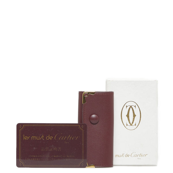 カルティエ 4連 キーケース ボルドー レザー レディース CARTIER 【中古】