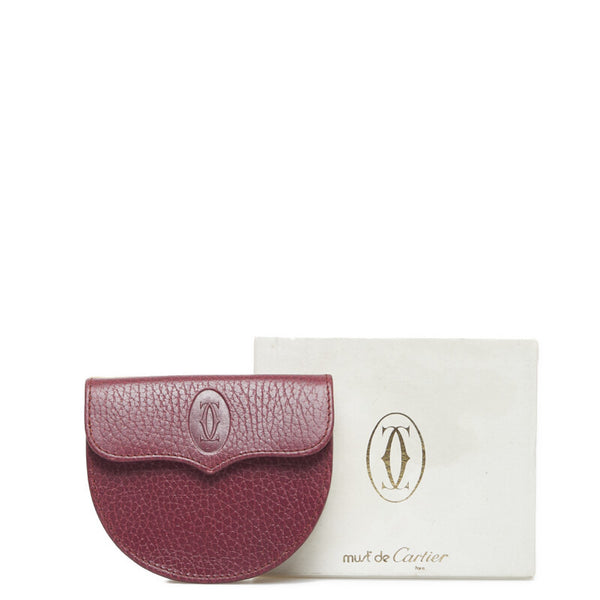 カルティエ コインケース ボルドー レザー レディース CARTIER 【中古】