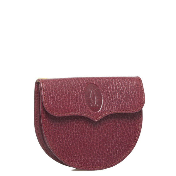 カルティエ コインケース ボルドー レザー レディース CARTIER 【中古】