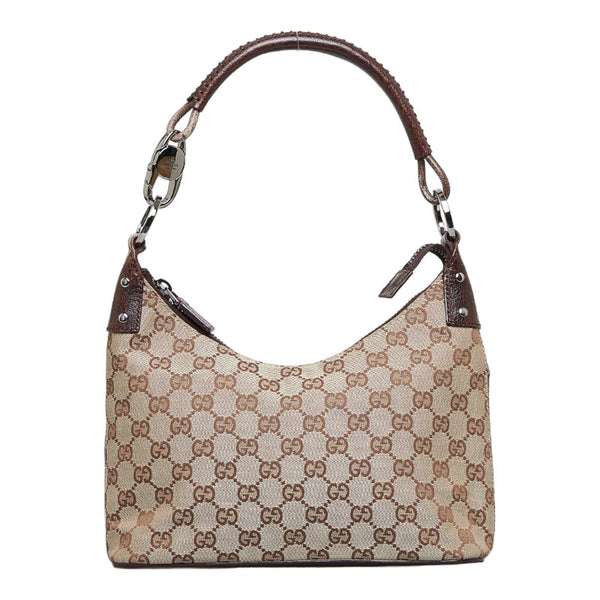 グッチ GGキャンバス ハンドバッグ ワンショルダーバッグ 115002 ベージュ ブラウン キャンバス レザー レディース GUCCI 【中古】