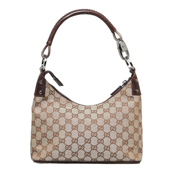 グッチ GGキャンバス ハンドバッグ ワンショルダーバッグ 115002 ベージュ ブラウン キャンバス レザー レディース GUCCI 【中古】
