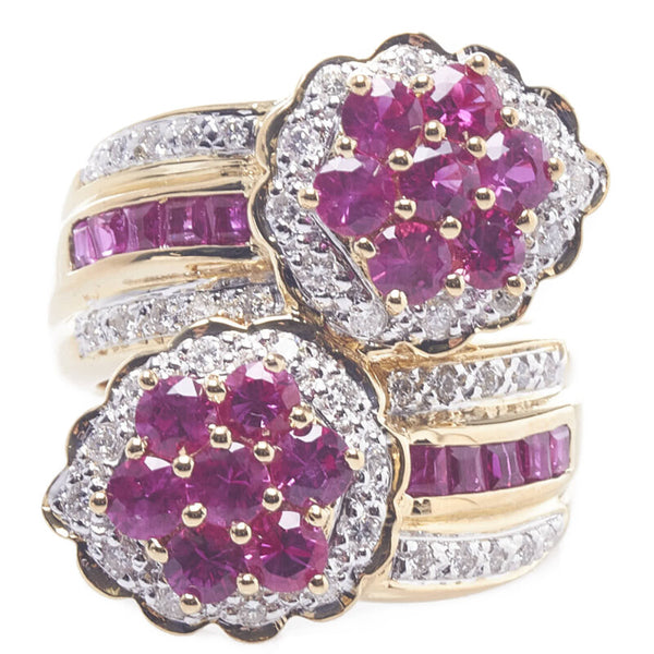 K18YG イエローゴールド ルビー3.41ct ダイヤ0.48ct リング 指輪 レディース 12.5号 【中古】