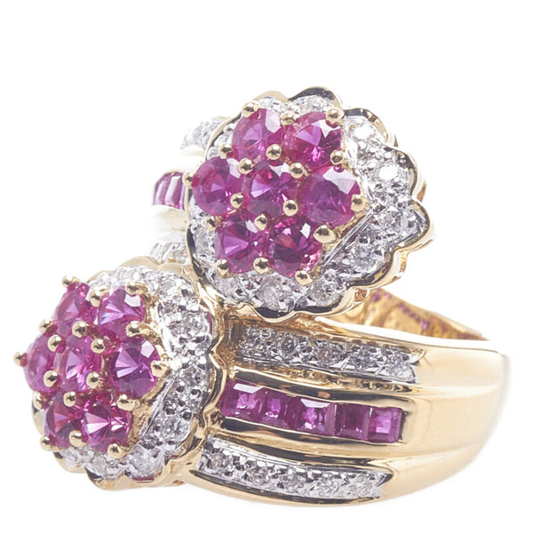 K18YG イエローゴールド ルビー3.41ct ダイヤ0.48ct リング 指輪 レディース 12.5号 【中古】