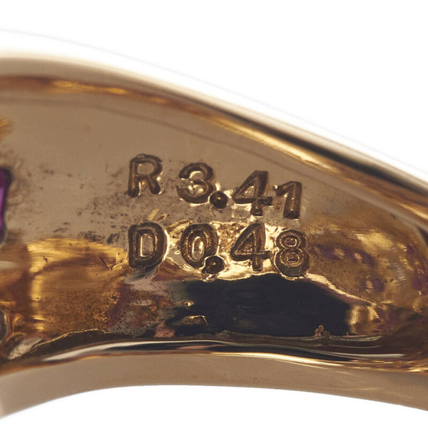 K18YG イエローゴールド ルビー3.41ct ダイヤ0.48ct リング 指輪 レディース 12.5号 【中古】