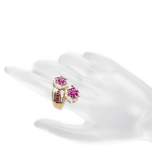 K18YG イエローゴールド ルビー3.41ct ダイヤ0.48ct リング 指輪 レディース 12.5号 【中古】
