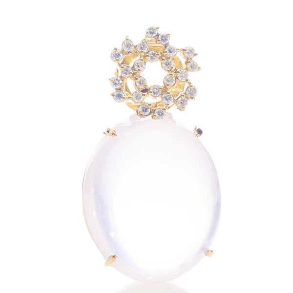 K18YG イエローゴールド ローズクオーツ ダイヤ0.16ct ペンダントトップ レディース 【中古】
