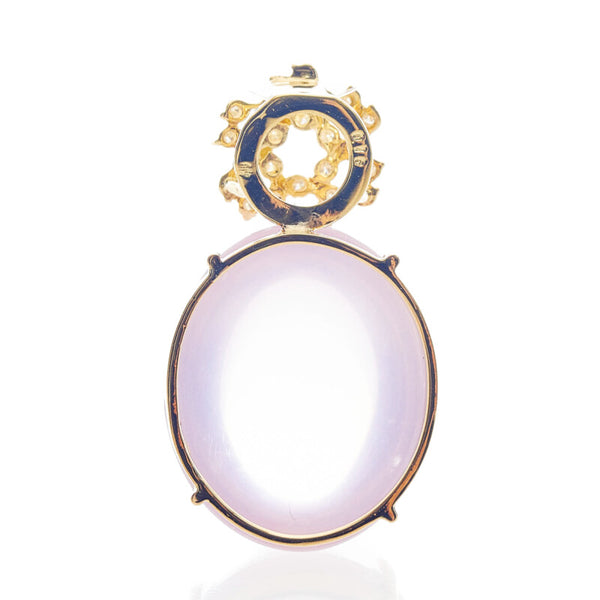 K18YG イエローゴールド ローズクオーツ ダイヤ0.16ct ペンダントトップ レディース 【中古】