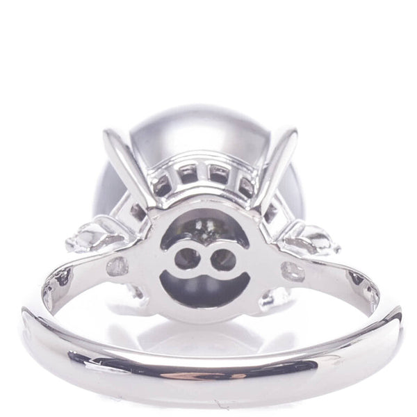 Pt900 プラチナ 黒蝶真珠12.7mm ダイヤ0.11ct リング 指輪 レディース 17号 【中古】