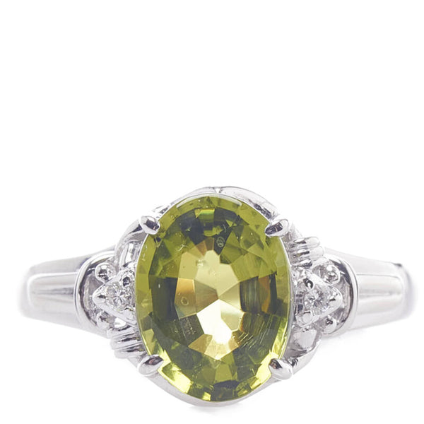 Pt900 プラチナ ペリドット1.80ct ダイヤ0.02ct リング 指輪 レディース 11.5号 【中古】