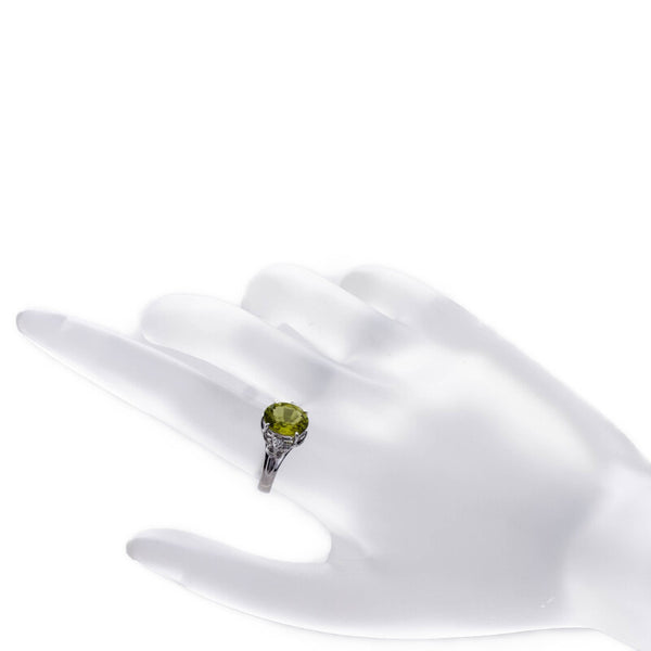 Pt900 プラチナ ペリドット1.80ct ダイヤ0.02ct リング 指輪 レディース 11.5号 【中古】