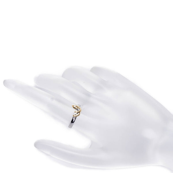 Pt900 プラチナ K18YG イエローゴールド ダイヤ0.02ct スネーク 蛇 リング 指輪 レディース 10.5号 【中古】
