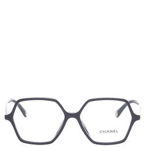 シャネル ヘキサゴン メガネ 3447-A ブラック クリア プラスチック レディース CHANEL 【中古】