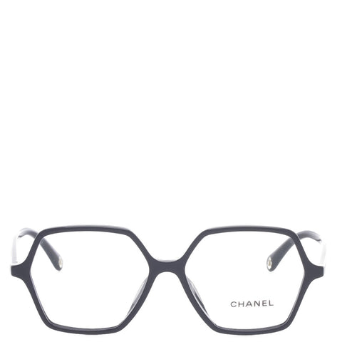 シャネル ヘキサゴン メガネ 3447-A ブラック クリア プラスチック レディース CHANEL 【中古】