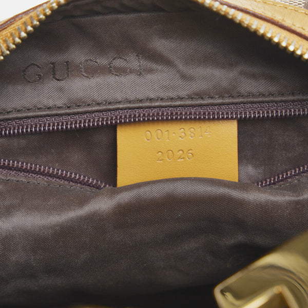 グッチ GGキャンバス ワンショルダーバッグ ハンドバッグ 0013814 ブラウン キャンバス レザー レディース GUCCI 【中古】