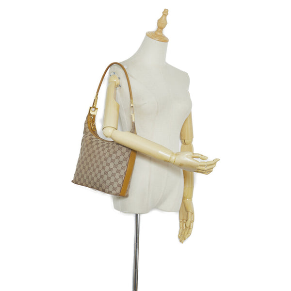 グッチ GGキャンバス ワンショルダーバッグ ハンドバッグ 0013814 ブラウン キャンバス レザー レディース GUCCI 【中古】