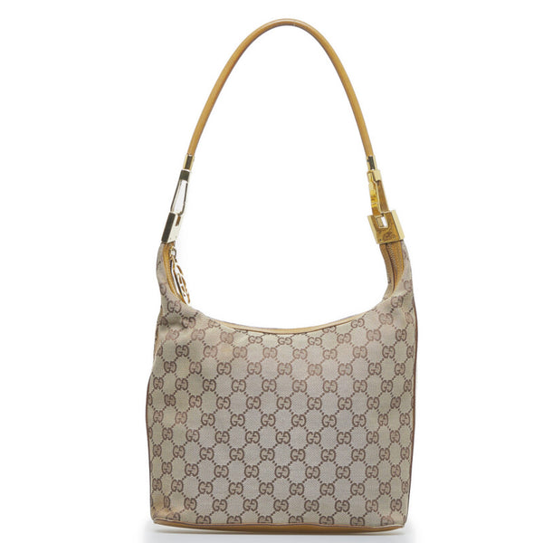 グッチ GGキャンバス ワンショルダーバッグ ハンドバッグ 0013814 ブラウン キャンバス レザー レディース GUCCI 【中古】