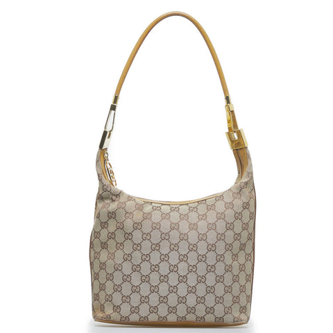 グッチ GGキャンバス ワンショルダーバッグ ハンドバッグ 0013814 ブラウン キャンバス レザー レディース GUCCI 【中古】