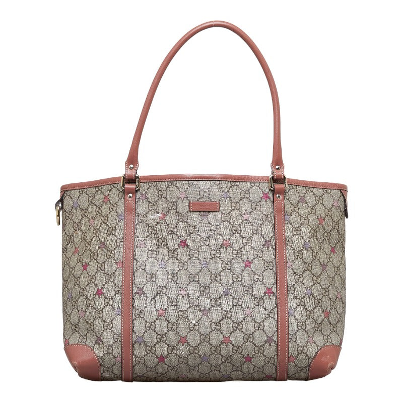 グッチ GGスプリーム スター トートバッグ ショルダーバッグ 197953 ベージュ ピンク レザー PVC レディース GUCCI 【中古】