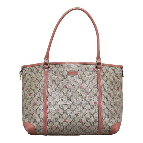 グッチ GGスプリーム スター トートバッグ ショルダーバッグ 197953 ベージュ ピンク レザー PVC レディース GUCCI 【中古】