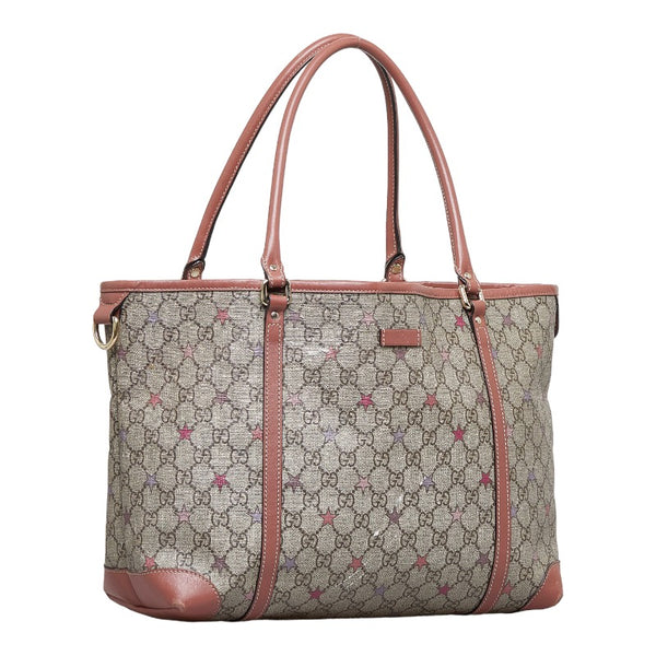 グッチ GGスプリーム スター トートバッグ ショルダーバッグ 197953 ベージュ ピンク レザー PVC レディース GUCCI 【中古】