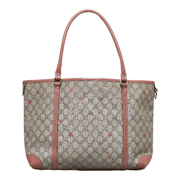 グッチ GGスプリーム スター トートバッグ ショルダーバッグ 197953 ベージュ ピンク レザー PVC レディース GUCCI 【中古】