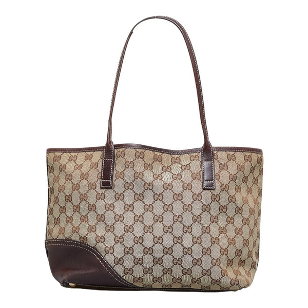 グッチ GGキャンバス ニューブリット トートバッグ ショルダーバッグ 169946 ベージュ ブラウン キャンバス レザー レディース GUCCI 【中古】