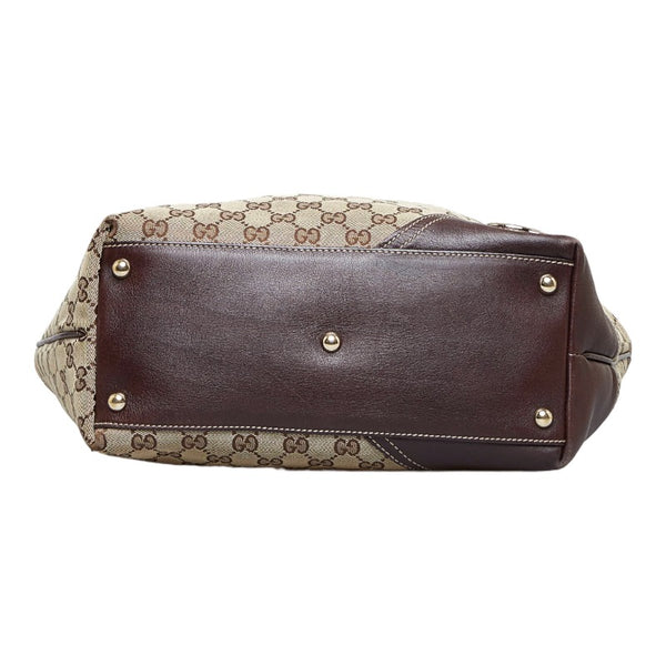 グッチ GGキャンバス ニューブリット トートバッグ ショルダーバッグ 169946 ベージュ ブラウン キャンバス レザー レディース GUCCI 【中古】