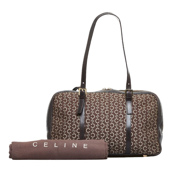 セリーヌ ヴィンテージ Cマカダム ショルダーバッグ ボストンバッグ CE00 12 ブラウン  キャンバス レザー レディース CELINE 【中古】