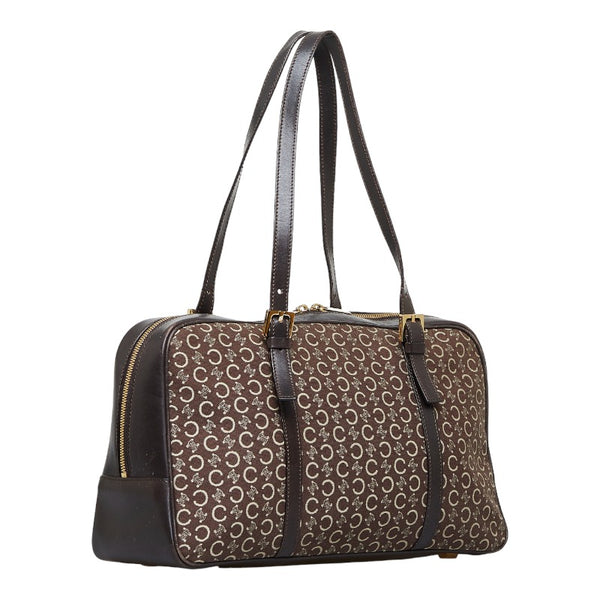 セリーヌ ヴィンテージ Cマカダム ショルダーバッグ ボストンバッグ CE00 12 ブラウン  キャンバス レザー レディース CELINE 【中古】