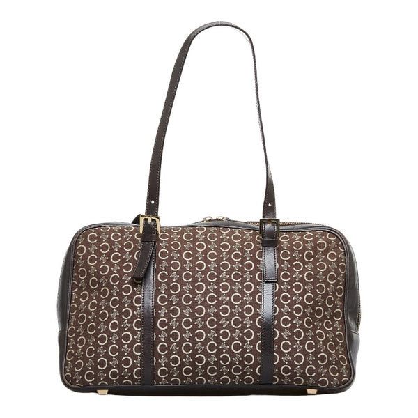 セリーヌ ヴィンテージ Cマカダム ショルダーバッグ ボストンバッグ CE00 12 ブラウン  キャンバス レザー レディース CELINE 【中古】