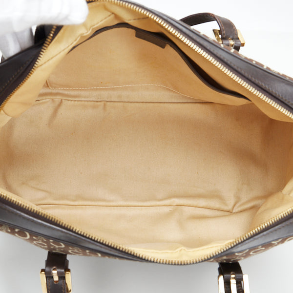 セリーヌ ヴィンテージ Cマカダム ショルダーバッグ ボストンバッグ CE00 12 ブラウン  キャンバス レザー レディース CELINE 【中古】