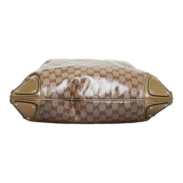 グッチ GGスプリーム バンブー インディ タッセル ハンドバッグ ショルダーバッグ 2WAY 185566 ベージュ ゴールド PVC レザー レディース GUCCI 【中古】