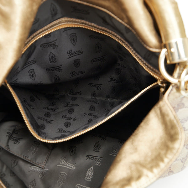 グッチ GGスプリーム バンブー インディ タッセル ハンドバッグ ショルダーバッグ 2WAY 185566 ベージュ ゴールド PVC レザー レディース GUCCI 【中古】