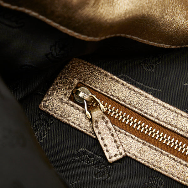 グッチ GGスプリーム バンブー インディ タッセル ハンドバッグ ショルダーバッグ 2WAY 185566 ベージュ ゴールド PVC レザー レディース GUCCI 【中古】