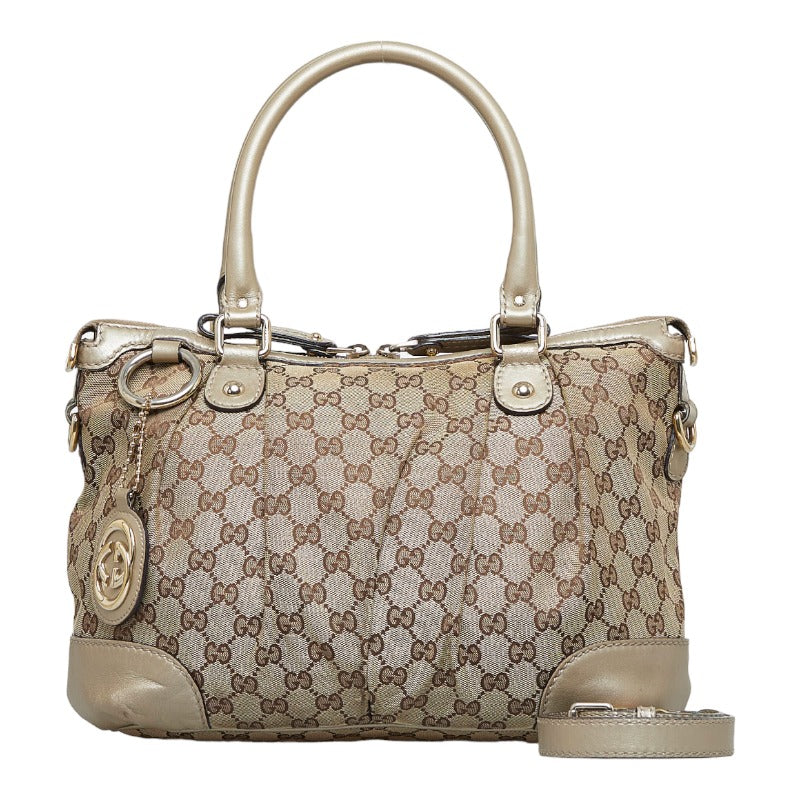 グッチ GGキャンバス スーキー ハンドバッグ ショルダーバッグ 2WAY 247902 ベージュ キャンバス レザー レディース GUCCI 【中古】