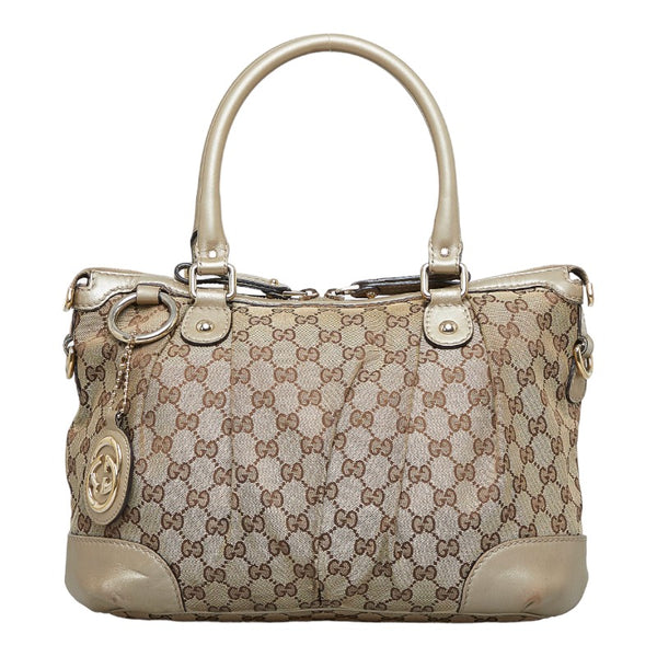 グッチ GGキャンバス スーキー ハンドバッグ ショルダーバッグ 2WAY 247902 ベージュ キャンバス レザー レディース GUCCI 【中古】