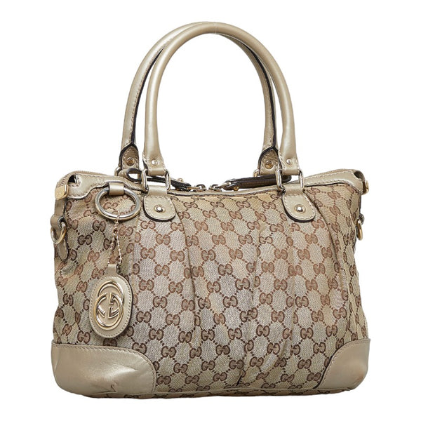 グッチ GGキャンバス スーキー ハンドバッグ ショルダーバッグ 2WAY 247902 ベージュ キャンバス レザー レディース GUCCI 【中古】