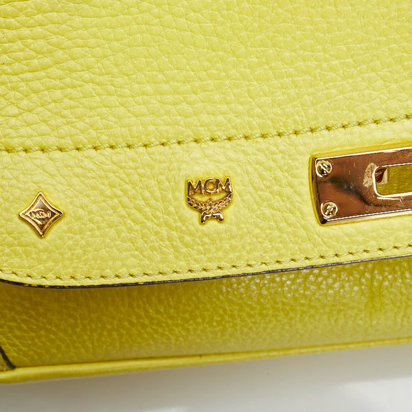 エム シー エム ロゴ金具 ハンドバッグ ショルダーバッグ 2WAY イエロー レザー レディース MCM 【中古】