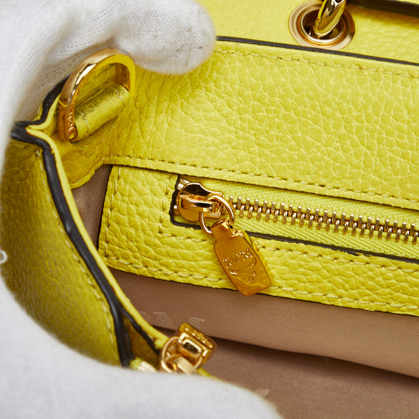エム シー エム ロゴ金具 ハンドバッグ ショルダーバッグ 2WAY イエロー レザー レディース MCM 【中古】