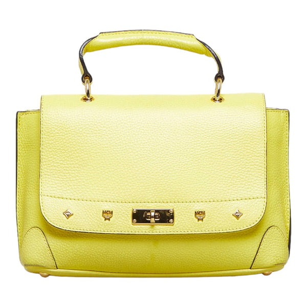 エム シー エム ロゴ金具 ハンドバッグ ショルダーバッグ 2WAY イエロー レザー レディース MCM 【中古】