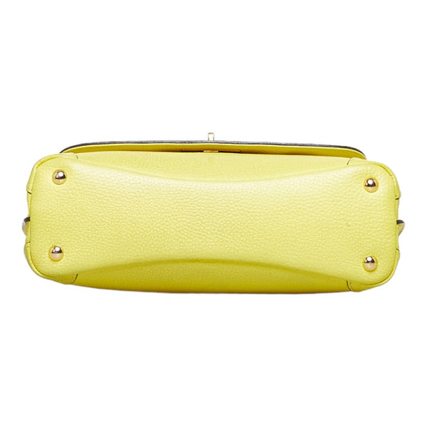 エム シー エム ロゴ金具 ハンドバッグ ショルダーバッグ 2WAY イエロー レザー レディース MCM 【中古】