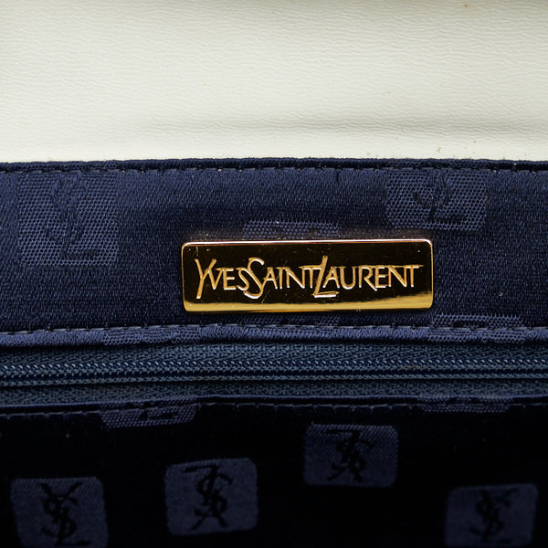 サンローラン ヴィンテージ YSLロゴ金具 ハンドバッグ ホワイト ゴールド レザー レディース SAINT LAURENT 【中古】