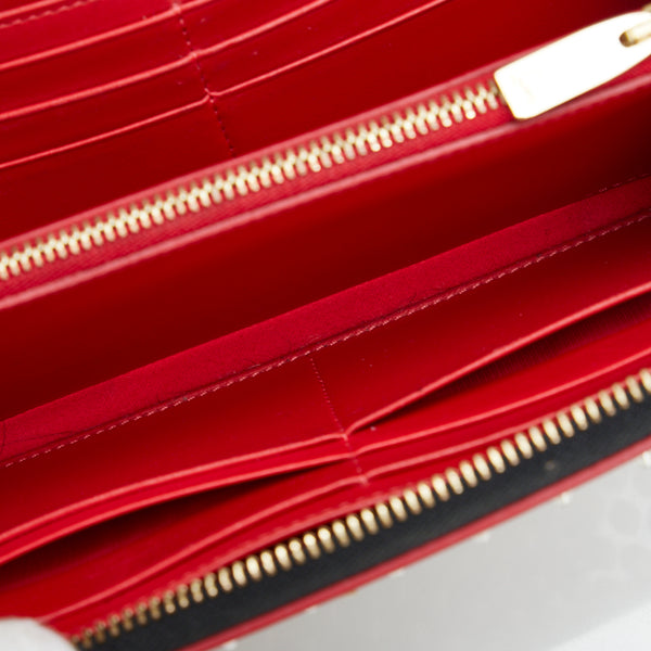 クリスチャンルブタン スタッズ レオパード 豹 ラウンドファスナー 長財布 ゴールド イエロー パテントレザー レディース Christian Louboutin 【中古】