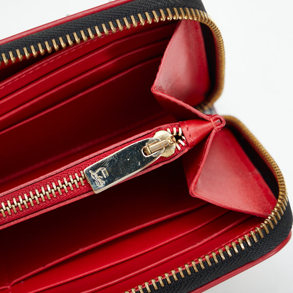 クリスチャンルブタン スタッズ レオパード 豹 ラウンドファスナー 長財布 ゴールド イエロー パテントレザー レディース Christian Louboutin 【中古】